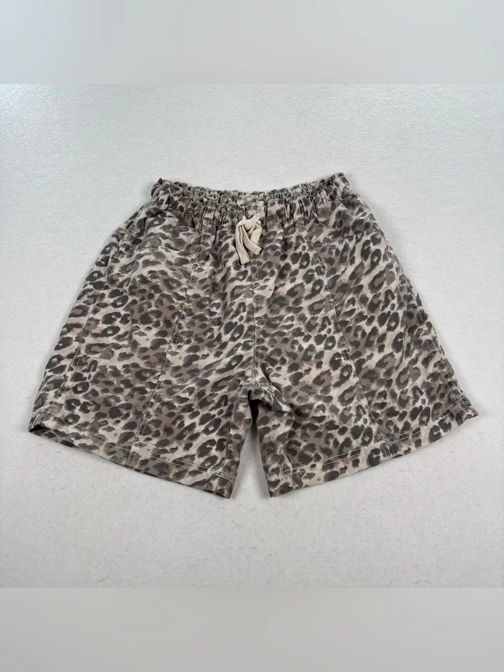 Aerie Elastic Waist Drawstring Jorts Cake Batter Women M Leopard Pull On Shorts - Picture 1 of 9